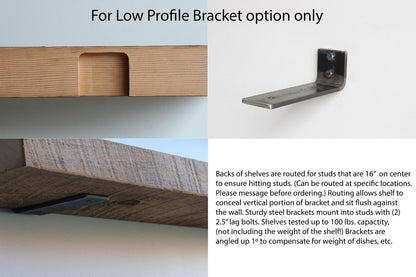 Reclaimed Barn Wood Deep Floating Shelves | 3" Barn Beam | Amish Handcrafted | Set of 2| Low Profile Brackets