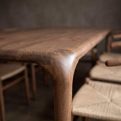 Solid Walnut Small Dining Table, Modern Minimalist Kitchen Table for Four, Handcrafted Natural Wood