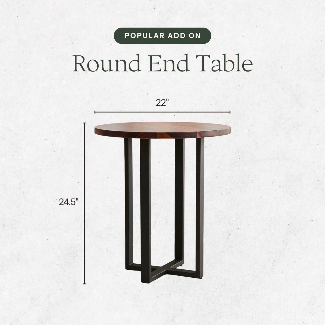 South American Walnut Round End Table: Modern Accent Table
