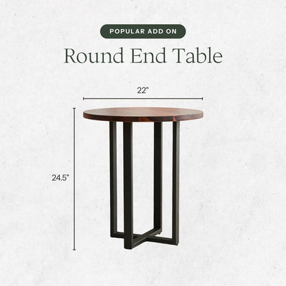 South American Walnut Round End Table: Modern Accent Table