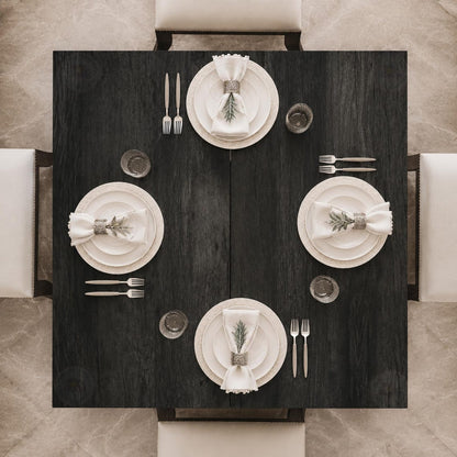 Square Dining Table, Rustic Grey Farmhouse Style, Seats 4 People