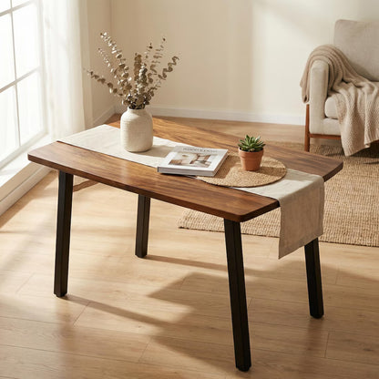 Solid Wood Dining Table with Bench Option – Handmade Walnut Kitchen Table | Dinner Table for 4 or 6