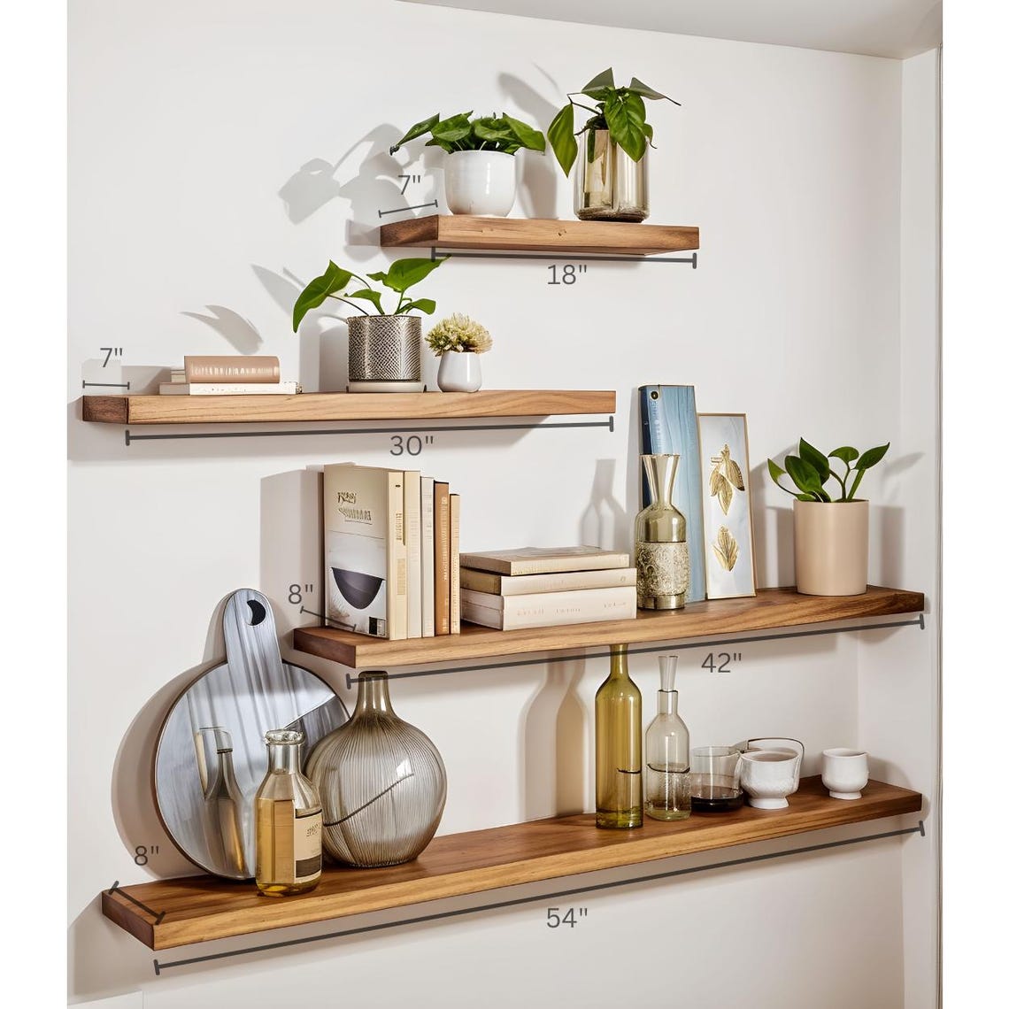 No Measure Walnut Live Edge Floating Shelf: Easy Install