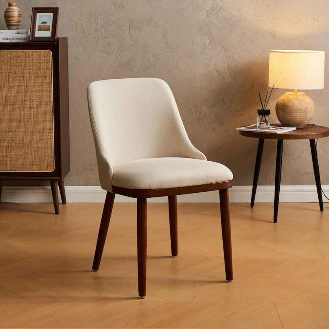 Modern Upholstered Dining Chair (Set of 2) - Cream
