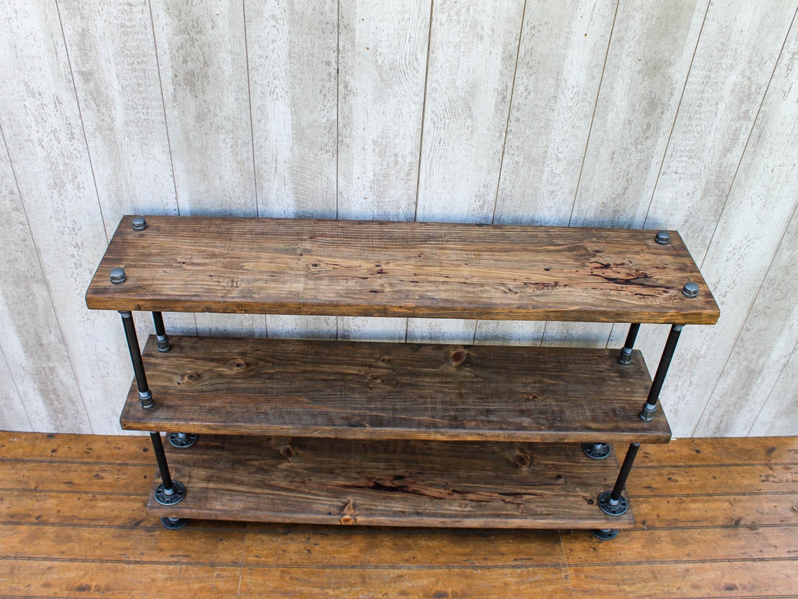 Steampunk book shelf, Industrial bookcase, Wooden Book Case, Wooden Book Shelf, Rustic book shelf, Steampunk tier stand, Pipe bookcase.