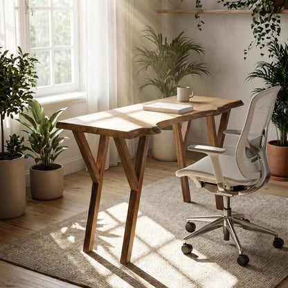 Live Edge Walnut Office Desk Mid Century Modern Writing Desk Home Office Furniture
