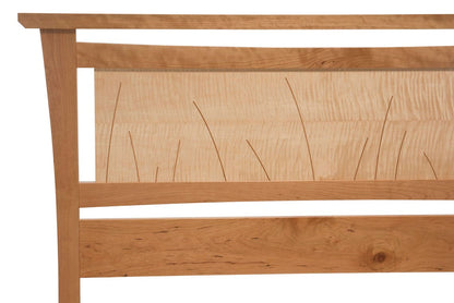 Solid Wood Platform Bed with Slatted Headboard - Coastal "Seaside Bed"