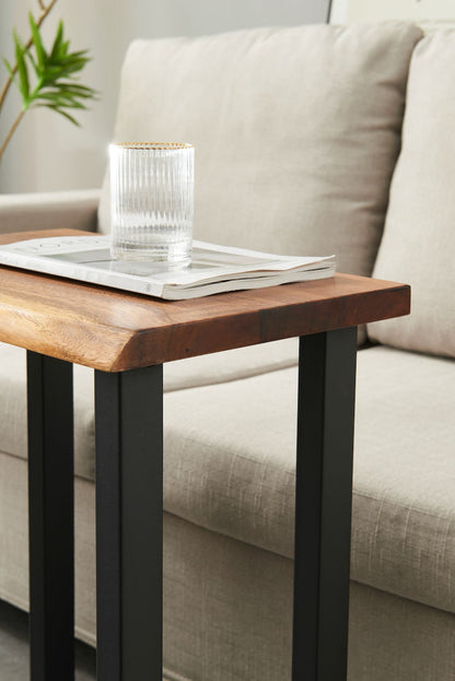South American Walnut End Table: Modern U-Shaped Legs