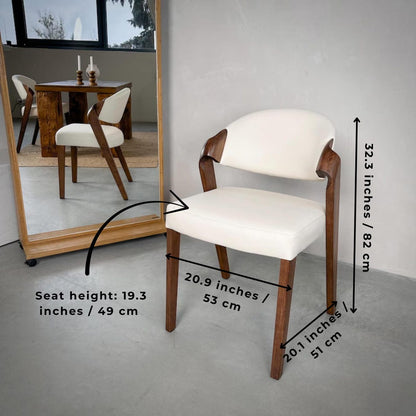 Leather Dining Chairs with Walnut Legs Modern Handmade Furniture for Kitchen Office Gift for Interior Lovers Decor Modern Dining Chairs