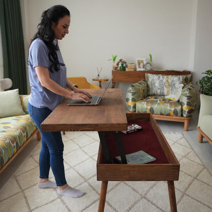 Lift Top Wood Coffee Table with Storage, Modern Smart Table