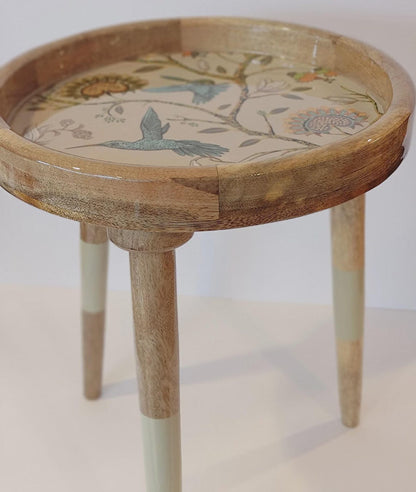 Handcrafted Mango Wood Side Tables: Boho Living Room Furniture Hummingbirds