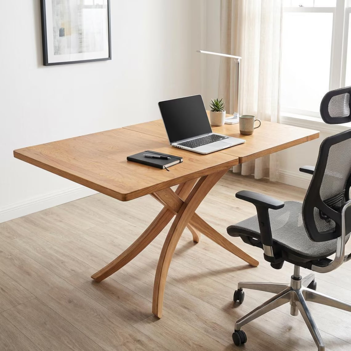 Solid Beech Wood Dining Table, Adjustable Height, Lift-Top (Expandable Size)