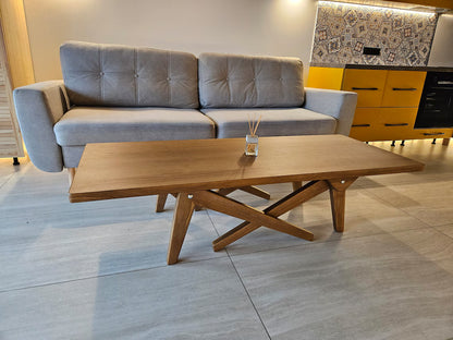 Transformation table 2in1 dining/coffee | natural solid wood | coffee table | handiwork | dining table | height adjustment transformer table