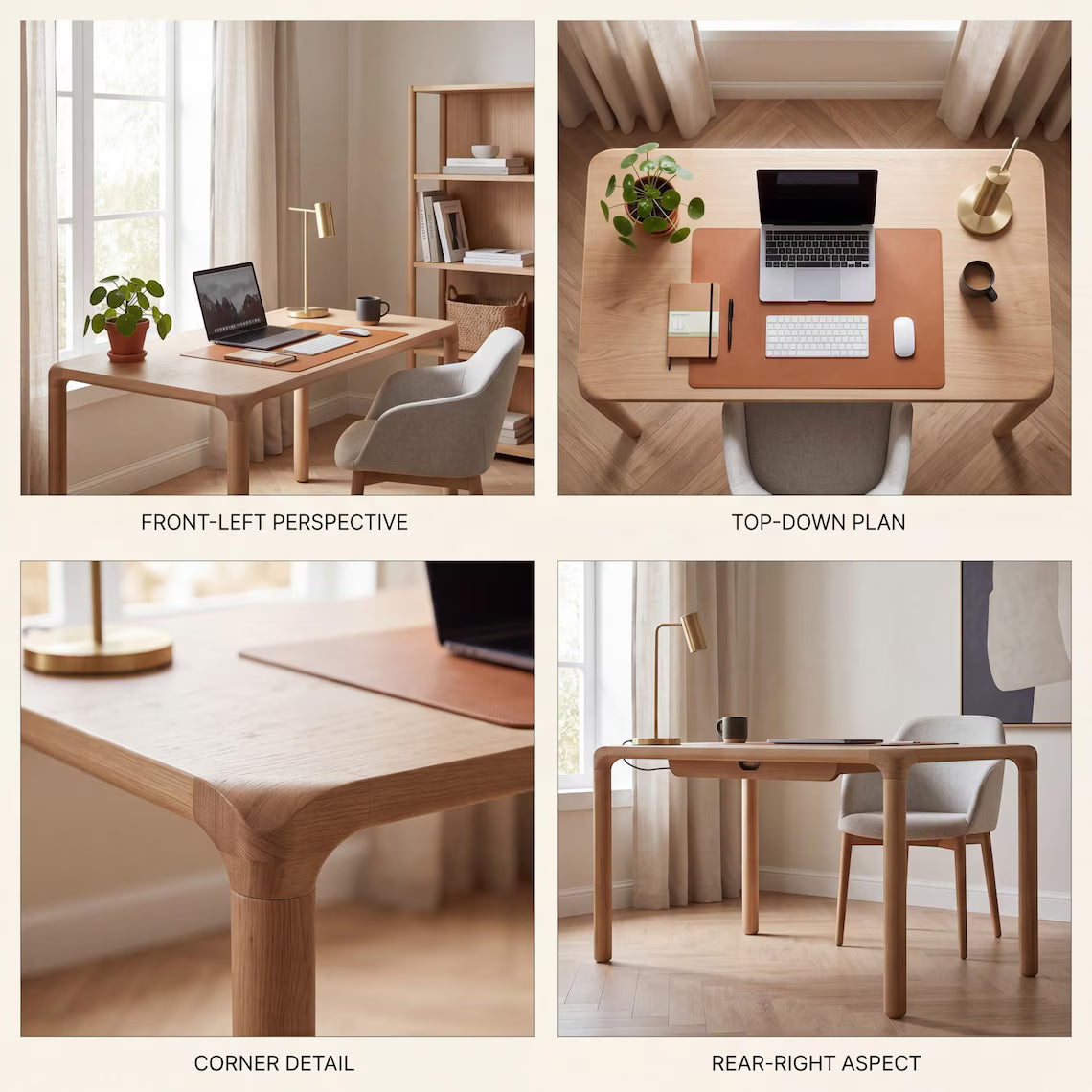 Solid Wood Desk, Handmade Walnut and Oak Executive Office Furniture
