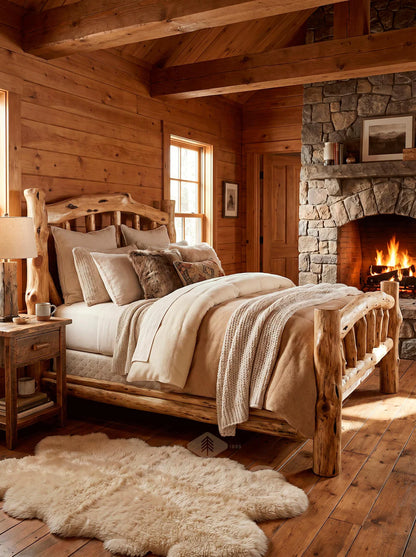 Cedar Log Bed | Rustic Cedar Bed, Solid Wood Bed Frame, Custom Log Bed, Handcrafted Furniture, Cabin furniture, Cabin Bed.