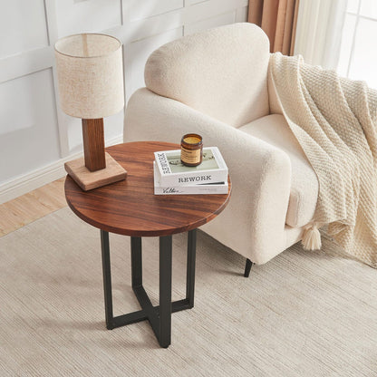 South American Walnut Round End Table: Modern Accent Table