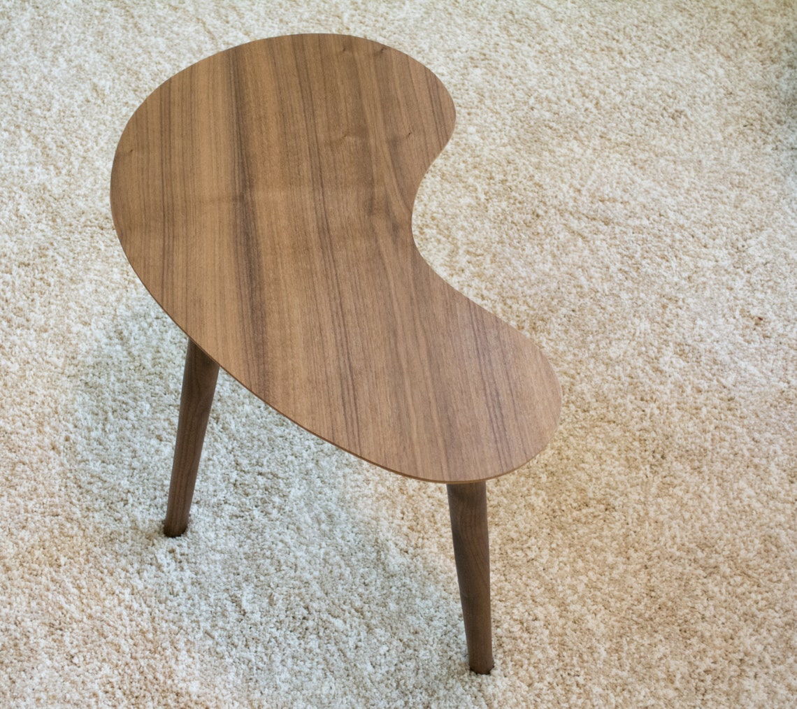 Handmade Walnut Kidney Bean Side Table - Mid-Century Modern Table