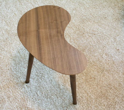 Handmade Walnut Kidney Bean Side Table - Mid-Century Modern Table