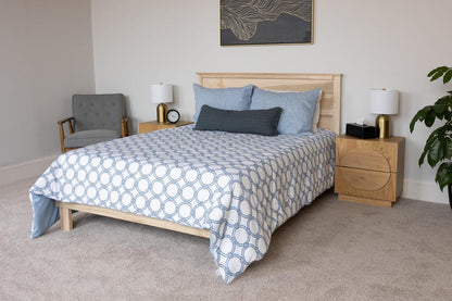 Solid Wood Bed Frame with Headboard | Amish Handcrafted | Easy Tool-Free Assembly | Maple Hardwood