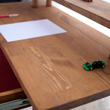 Solid Pine Wood Desk, Modern Minimalist Monitor Stand, Sustainable Home Office Furniture