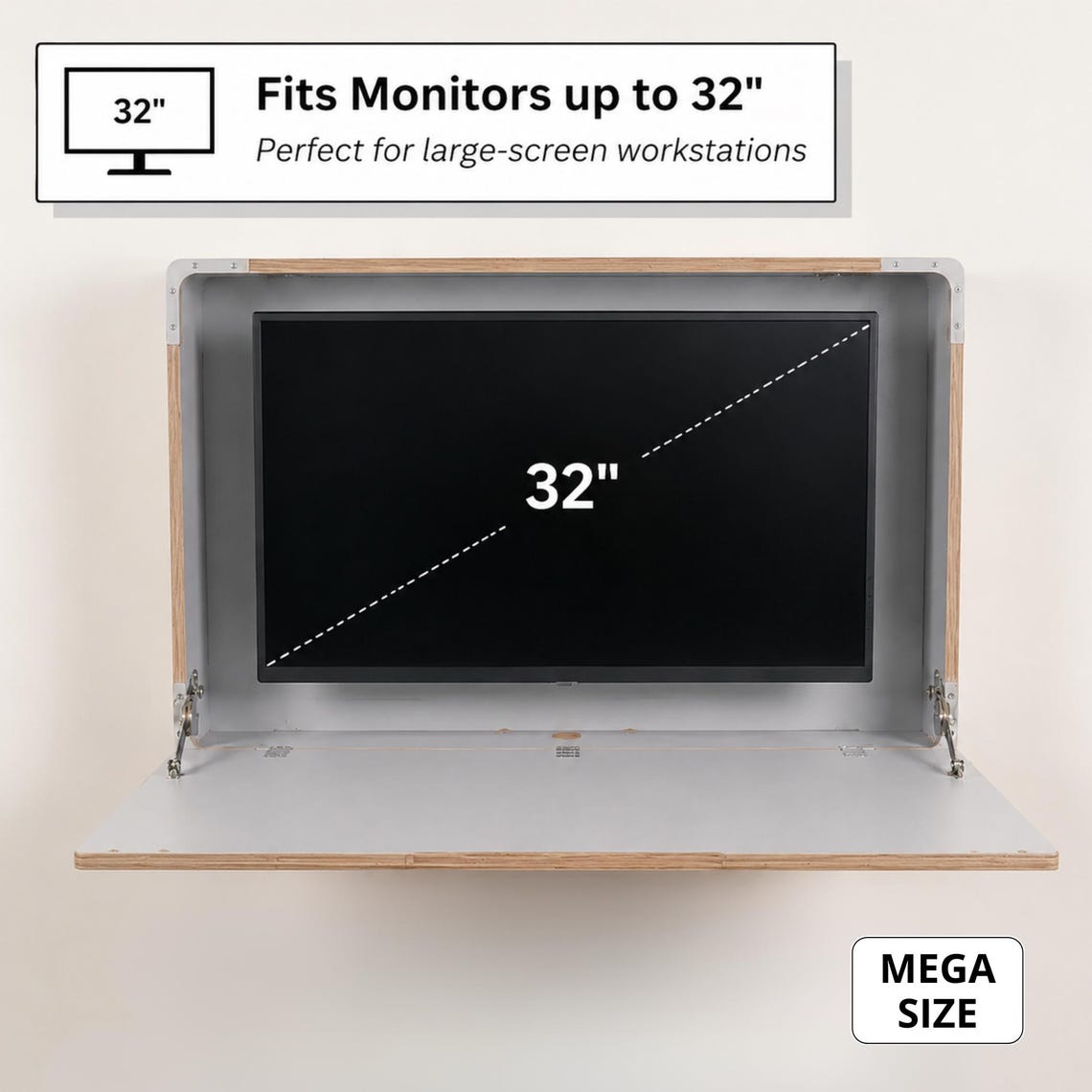 Murphy Dual Monitor Desk – Wall Mounted Fold Down Workstation for Home Office