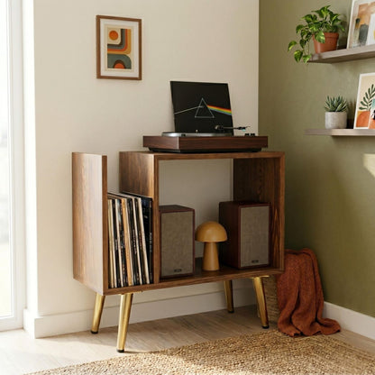 Turntable Stand Media Console with Storage, Record Player Stand, Stereo HiFi Cabinet Organizer