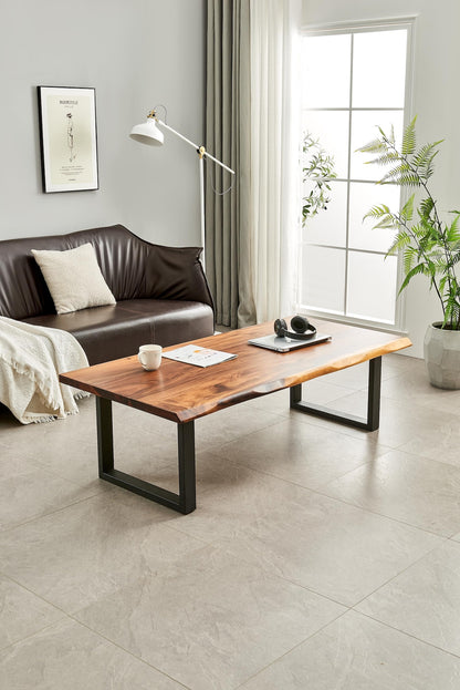 Live Edge South American Walnut Coffee Table - Modern Industrial Design