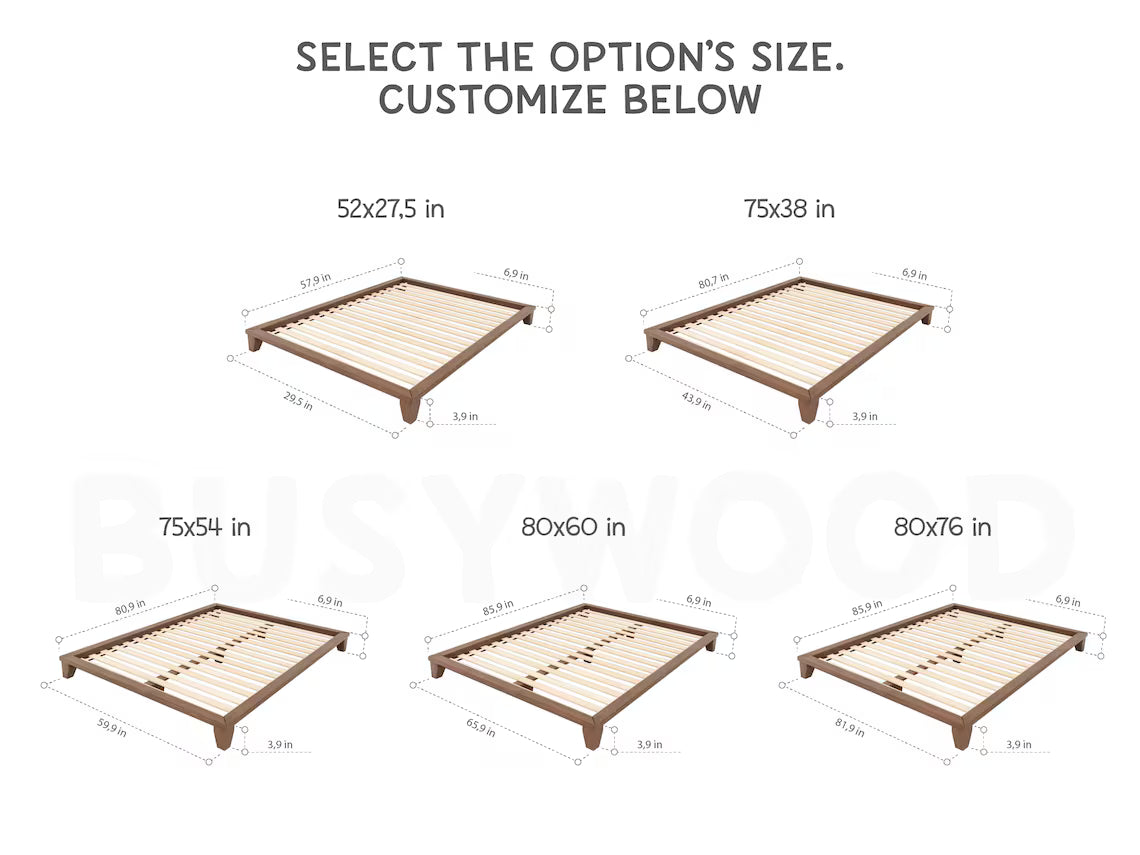 Floor Bed, Futon Base, Japanese Joinery Bed Frame, Platform Bed, Bed Frame, King Pallet Bed, Low Profile Bed, Tatami Bed, Minimalist Bed