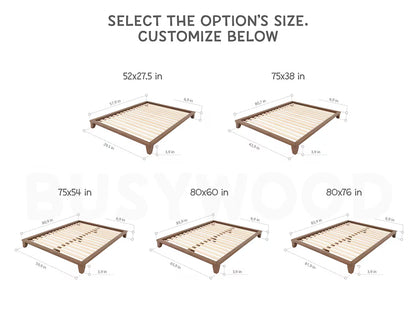 Floor Bed, Futon Base, Japanese Joinery Bed Frame, Platform Bed, Bed Frame, King Pallet Bed, Low Profile Bed, Tatami Bed, Minimalist Bed