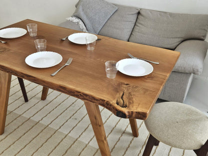 2-in-1 Solid Oak Live Edge Transformer Table – Coffee to Dining Table – Adjustable Height – Natural Wood – Handmade Convertible Table