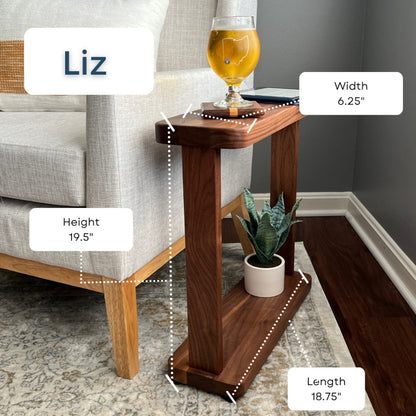 Solid Hardwood Narrow Side Table, Slim Modern Accent Liz Table Nick and Kristina