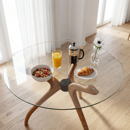 Glass Dining Table, Solid Wood Pedestal Leg Kitchen Table Base 3 or 4-Legged Legs Tables - Standart