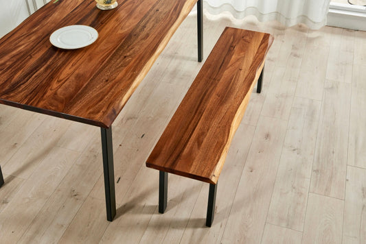 Live Edge Walnut Bench: Modern Entryway Bench with U Legs