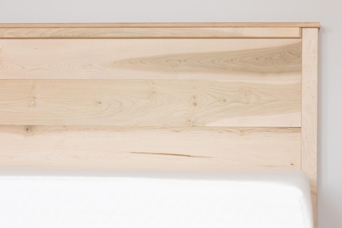 Solid Wood Bed Frame with Headboard | Amish Handcrafted | Easy Tool-Free Assembly | Maple Hardwood