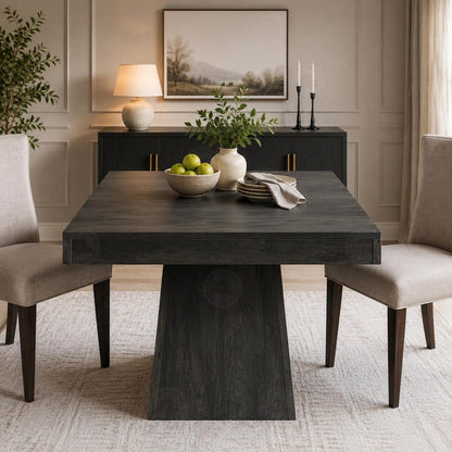 Square Dining Table, Rustic Grey Farmhouse Style, Seats 4 People