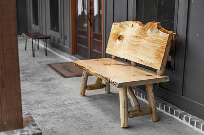 Rustic Log Bench With Back – Handcrafted Live Edge Natural Character Bench