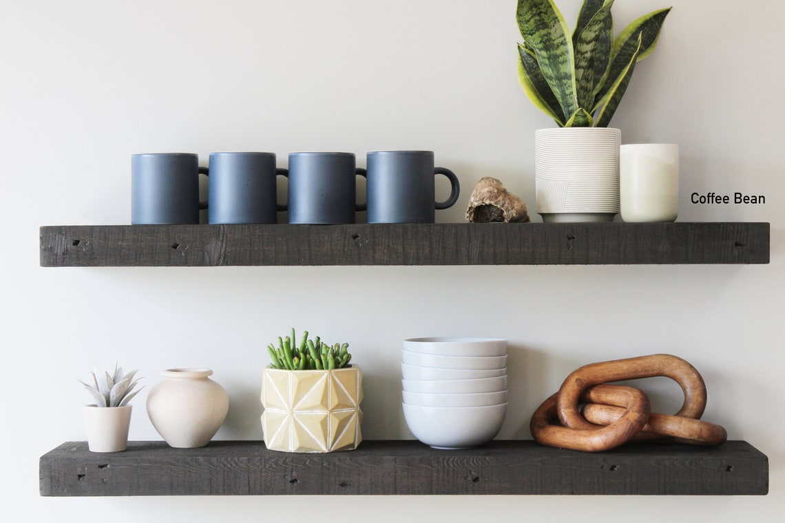 Reclaimed Barn Wood Accent Floating Shelves | 2" Barn Plank | Amish Handcrafted | Set of 2
