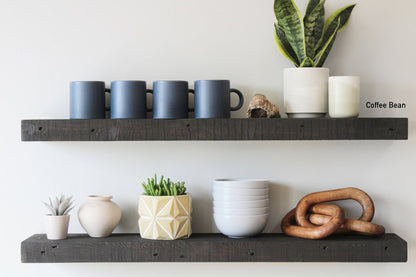 Reclaimed Barn Wood Accent Floating Shelves | 2" Barn Plank | Amish Handcrafted | Set of 2