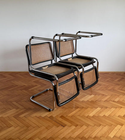 1 of 4 Vintage Cesca B32 Cantilaver Dining Chairs by Marcel Breuer for Thonet / Mid Century Rattan Cane Chair / Italy / 1970s