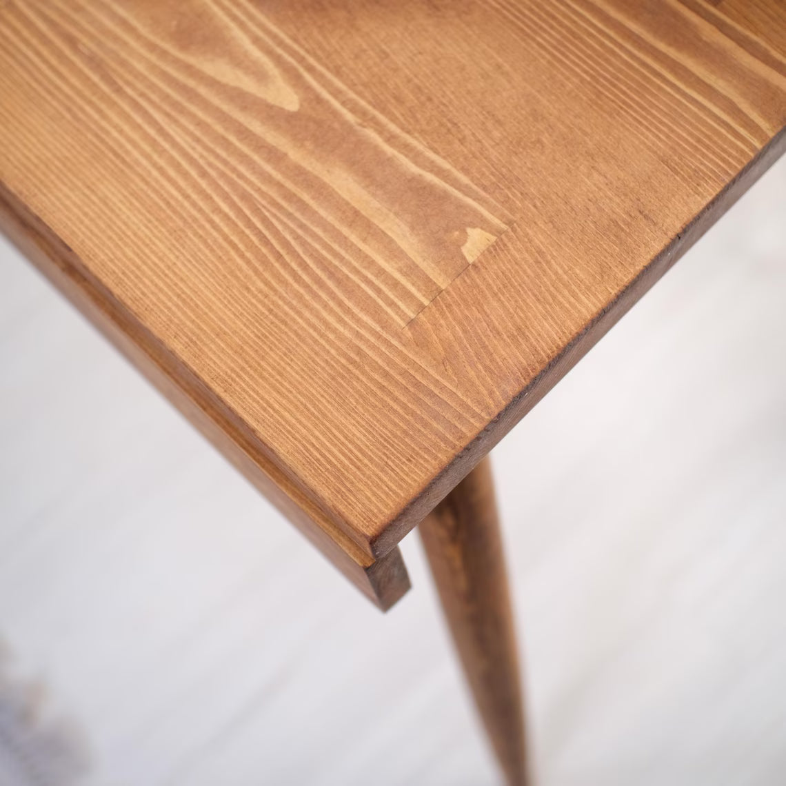 Solid Pine Wood Desk, Modern Minimalist Monitor Stand, Sustainable Home Office Furniture