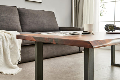 Live Edge South American Walnut Coffee Table - Modern Industrial Design