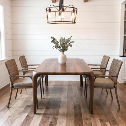 Solid Walnut Small Dining Table, Modern Minimalist Kitchen Table for Four, Handcrafted Natural Wood