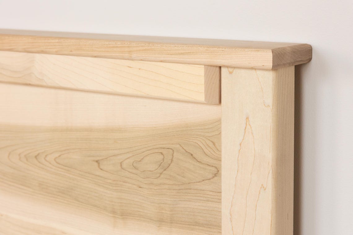 Solid Wood Bed Frame with Headboard | Amish Handcrafted | Easy Tool-Free Assembly | Maple Hardwood