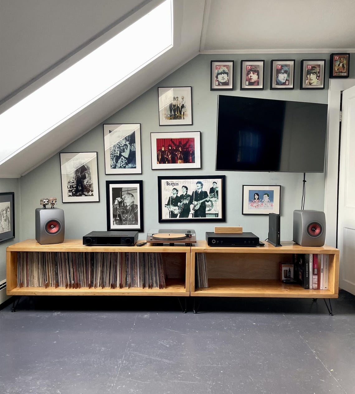 Record Player Stand with Vinyl Storage, Handmade in USA