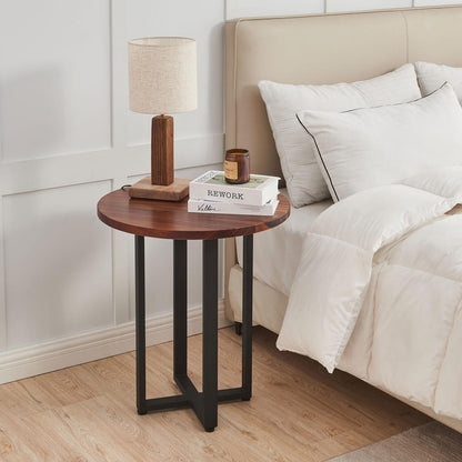 South American Walnut Round End Table: Modern Accent Table