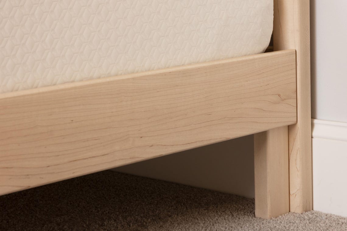 Solid Wood Bed Frame with Headboard | Amish Handcrafted | Easy Tool-Free Assembly | Maple Hardwood