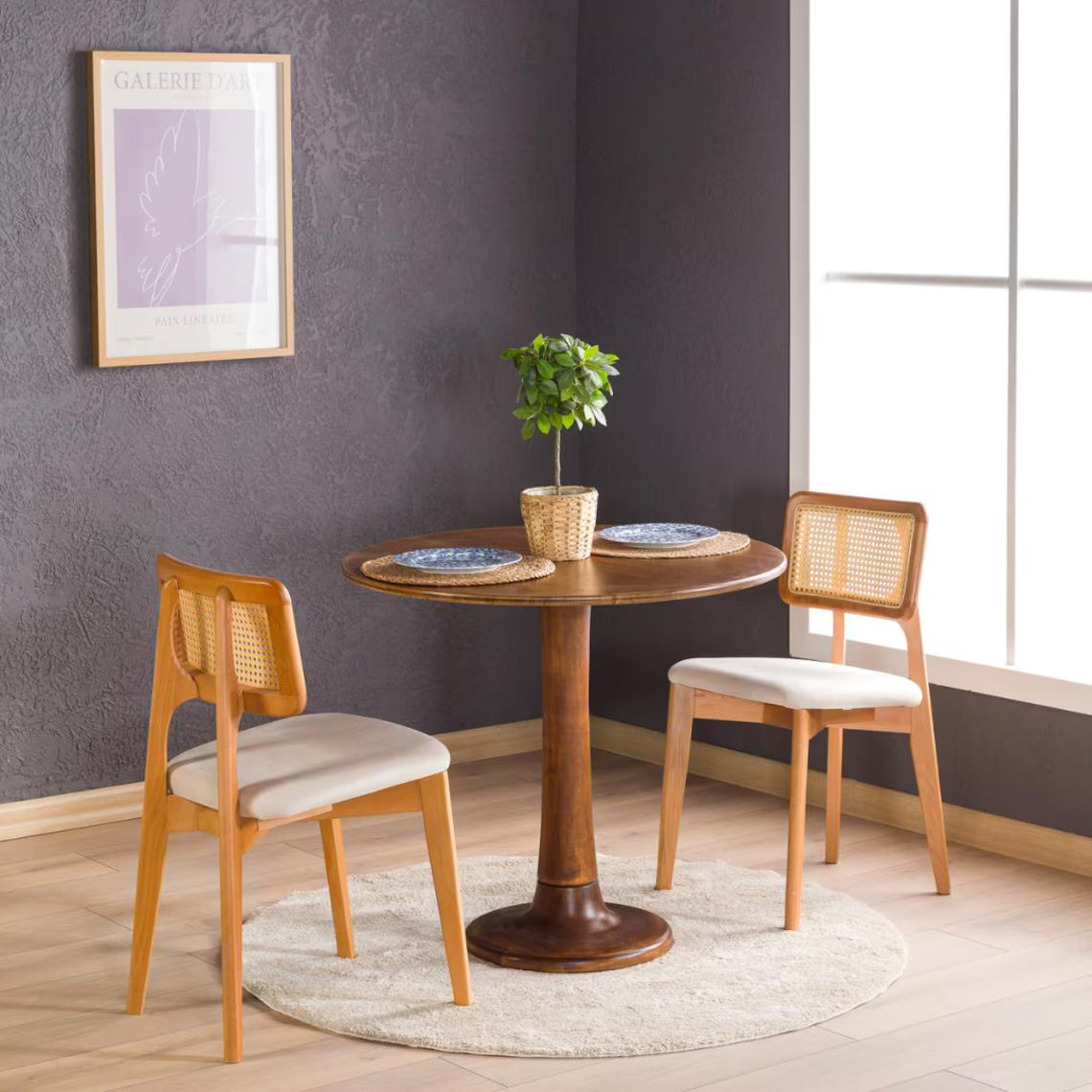 Round Dining Table with Tulip Leg Solid Wood Table, 2 to 6 Seat Person Dining Room Table, Circular Table Kitchen Diningroom Furniture
