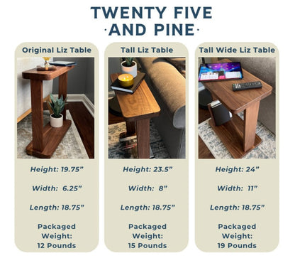 Solid Hardwood Narrow Side Table, Slim Modern Accent Liz Table Nick and Kristina
