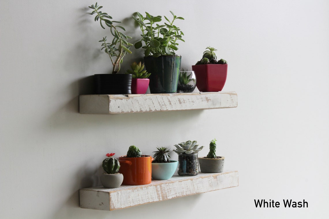 Reclaimed Barn Wood Accent Floating Shelves | 2" Barn Plank | Amish Handcrafted | Set of 2