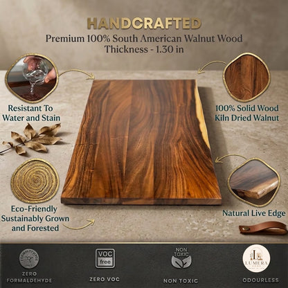 Live Edge Wood Desk with Drawer Option - Solid Walnut Desk with Metal Legs | Computer Desk